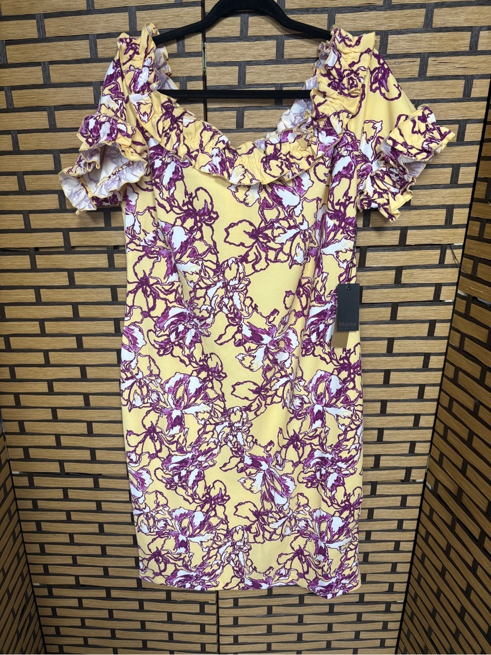Maree pour toi yellow floral midi dress size 1X